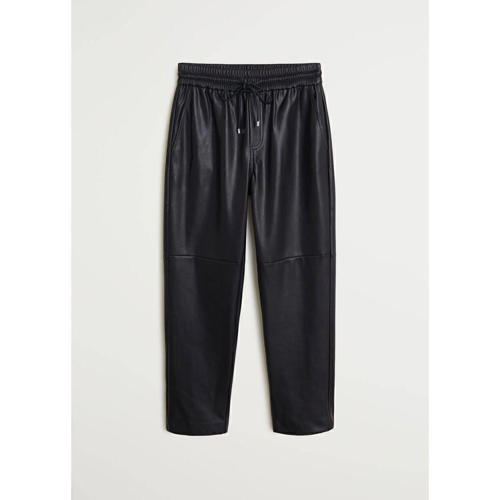 Mango Elastic Waist Faux Leather Pants New Black - Picture 4 of 5